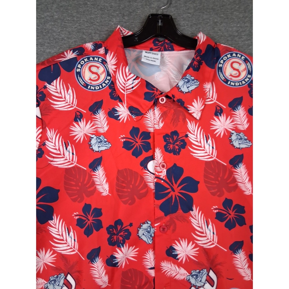 BDA Sports Mens Shirt 3XL Red Hawaiian Tropical Gonzaga Bulldogs Spokane Indians